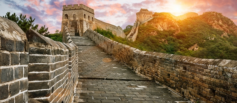 The magnificent Great Wall of China at sunset